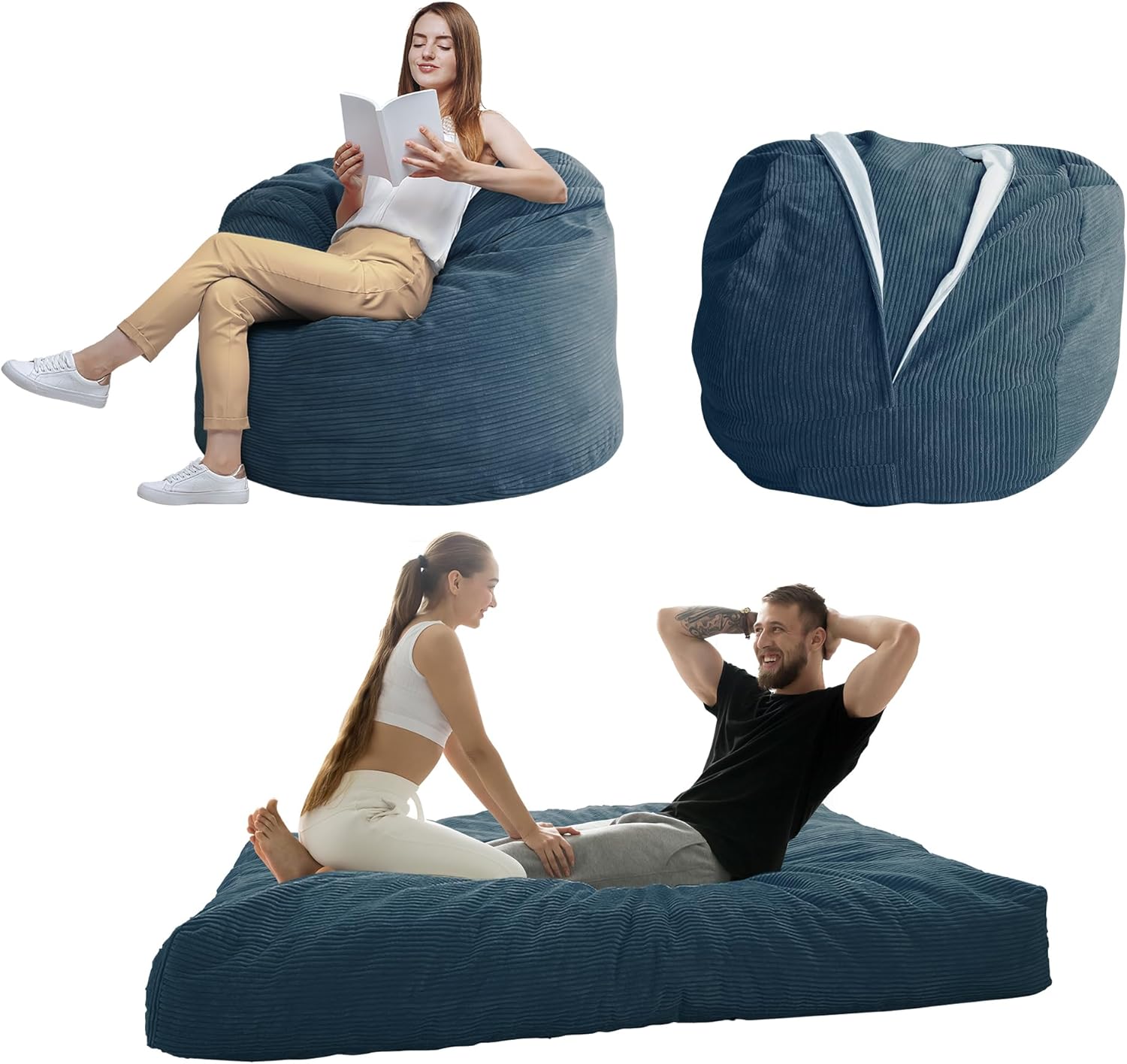 MAXYOYO - Puf plegable para sofá, cama, colchón de piso para adultos, extra grueso, 6 pliegues, sofá para recámara, sala de estar, beige, 135 x 240 cm