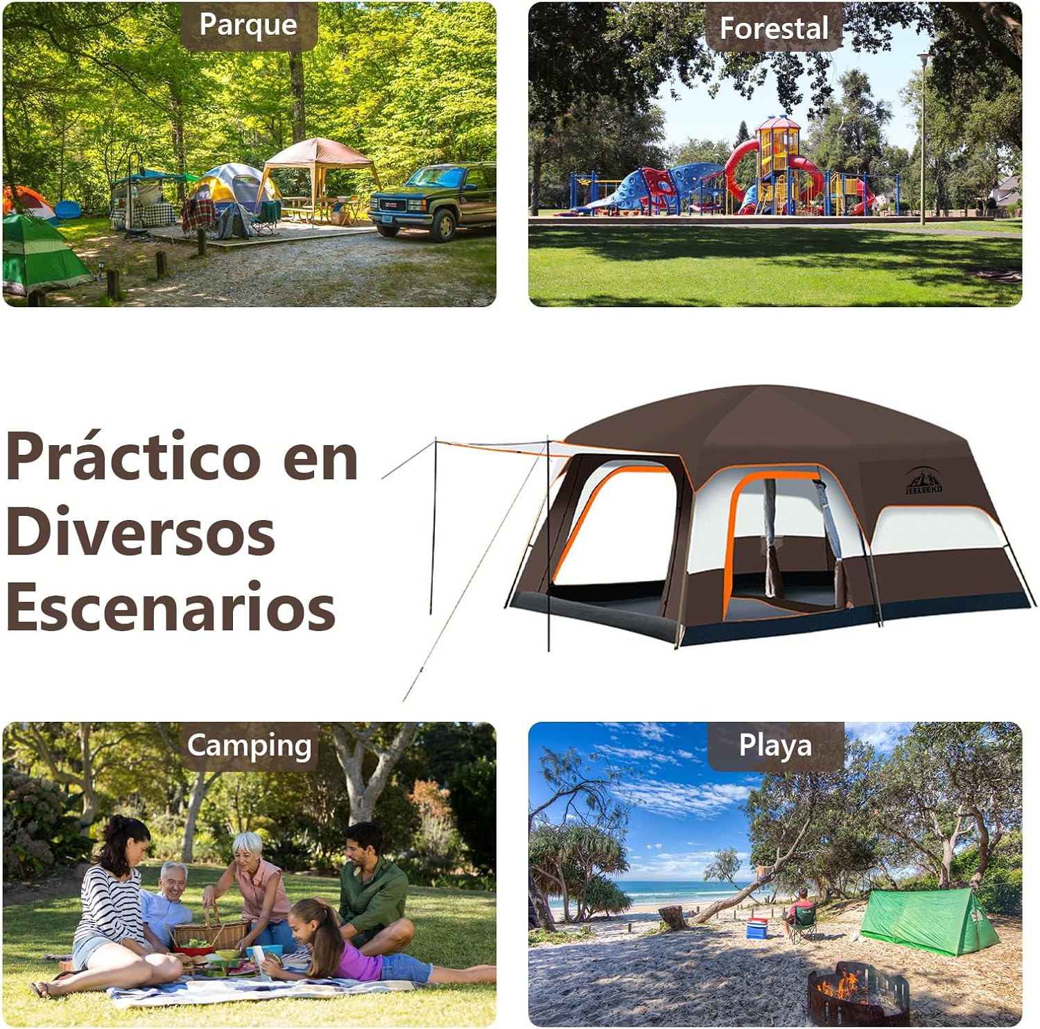 JeeLeeko Casa de CampaÃ±a PortÃ¡til,Tienda de CampaÃ±a para 5-8 Personas,Tienda Familiar de FÃ¡cil InstalaciÃ³n,Tienda para Acampar Impermeable con Alfombra de Piso y Toldo de Puerta,Adecuado para Al Aire