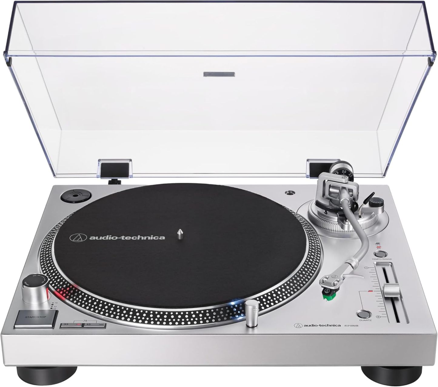 Audio-Technica - Tocadiscos AT-LP120XUSB-BK con accionamiento directo (analógico y USB), totalmente manual, alta fidelidad, 3 velocidades, convierte vinilo a digital, antipatinaje y control de tono variable, negro