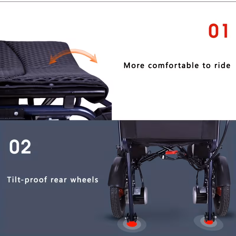 silla de ruedas el&eacute;ctrica para adultos 25kg 500w con motores dobles, plegable y  , silla de ruedas motorizada para   mayores con soporte de 120kg, silla de ruedas  , negra Detalles del producto 5