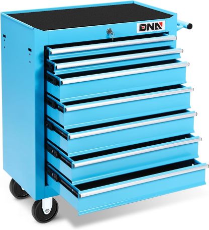 DNA MOTORING - Gabinete de Herramientas con Ruedas de plástico con Sistema de Bloqueo con Llave, Azul, TOOLS-00486
