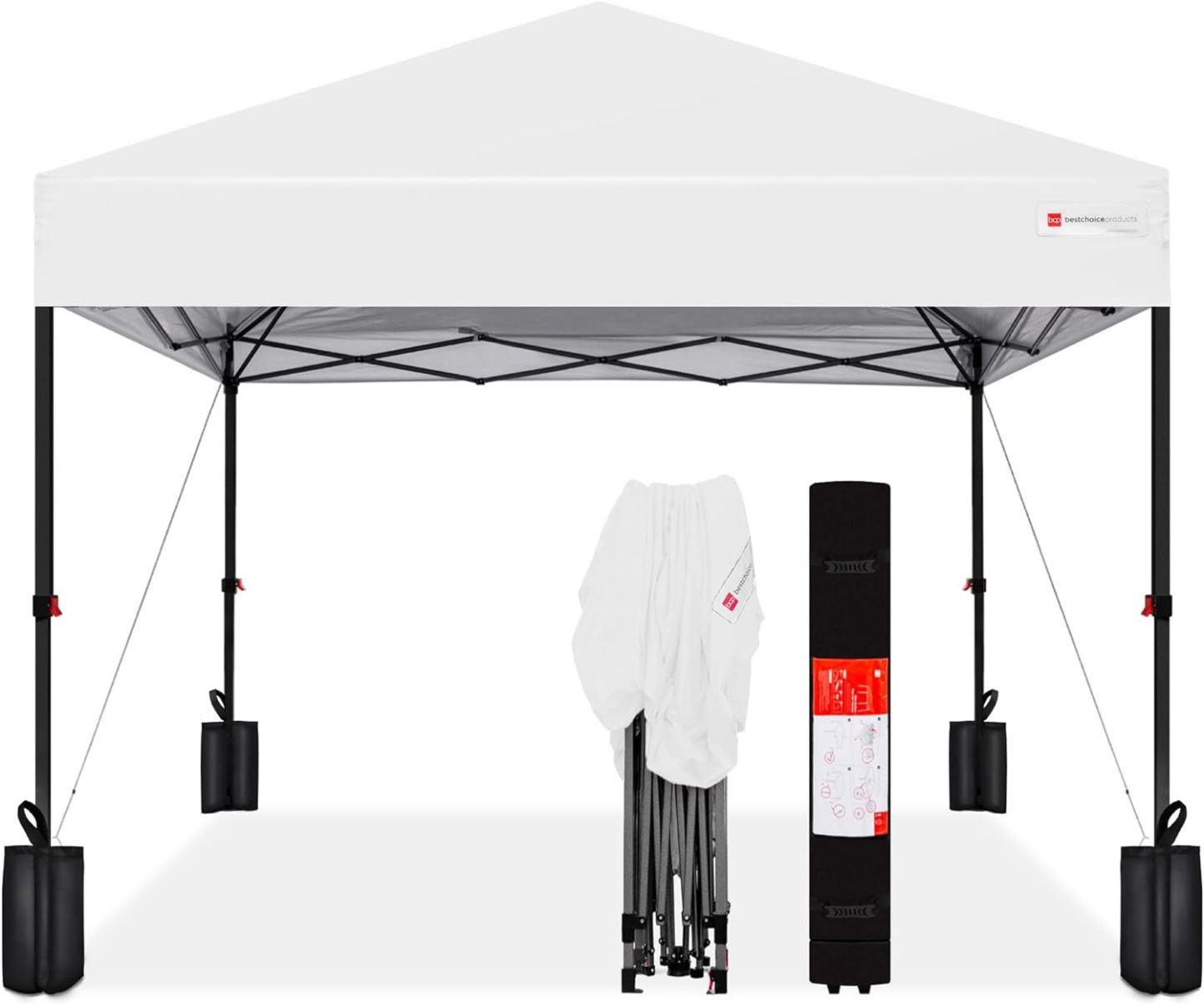 Best Choice Products - Toldo de armado fácil de 1 persona con un botón, tienda portátil e instantánea, funda, 3 x 3 metros, 4 bolsas de peso, color azul
