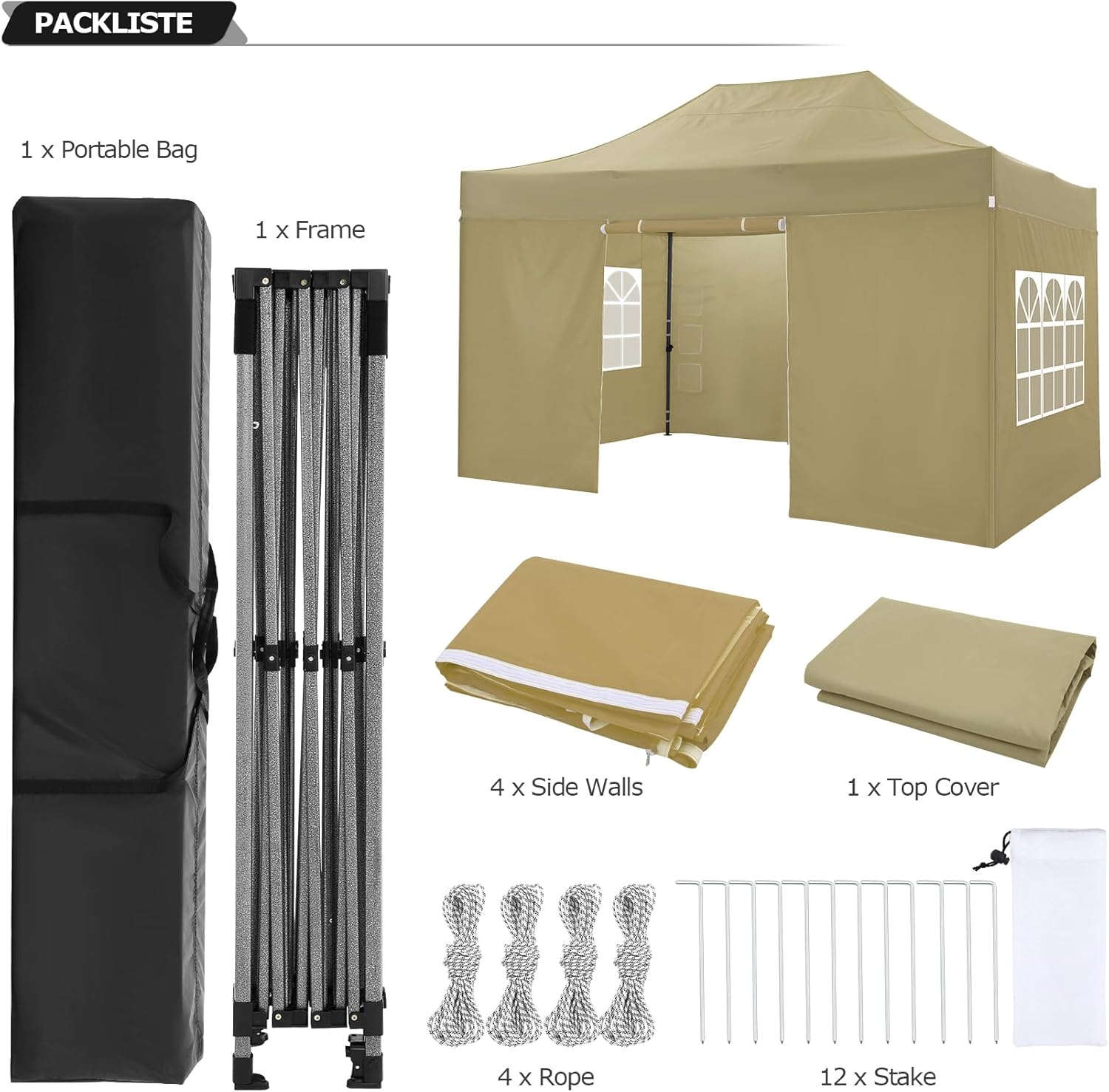 COBIZI - Toldo desplegable de 10 x 20 Pulgadas con 6 Paredes Laterales, toldo Impermeable para Eventos al Aire última intervensión, UPF 50+ cenador portátil para Fiestas, Playa, Camping, Boda,