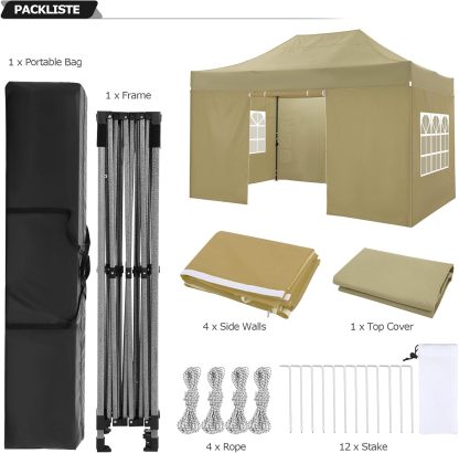 COBIZI - Toldo desplegable de 10 x 20 Pulgadas con 6 Paredes Laterales, toldo Impermeable para Eventos al Aire última intervensión, UPF 50+ cenador portátil para Fiestas, Playa, Camping, Boda,