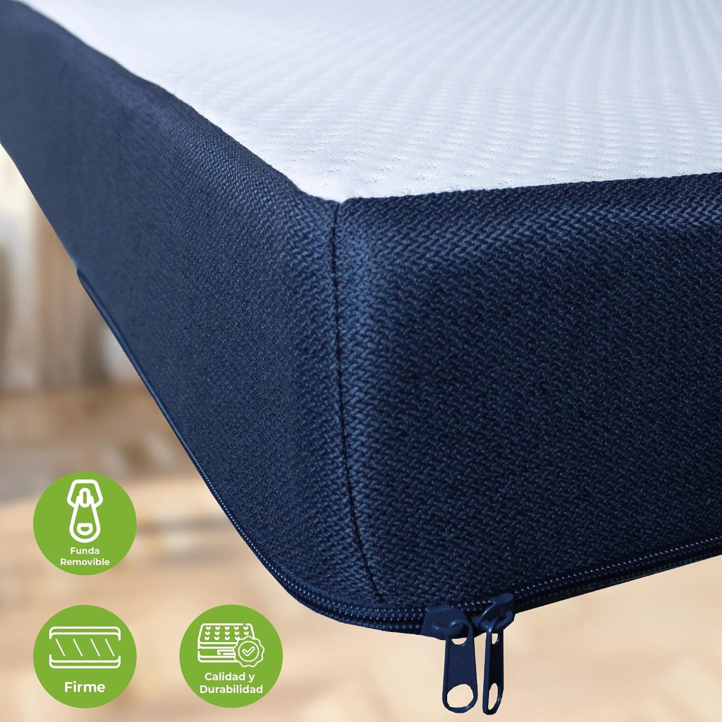 Colchón Plegable Matrimonial 190x135x10cm Portátil con Funda Extraíble de Algodón Poliéster Cómodo para Casa, Visitas y Viajes