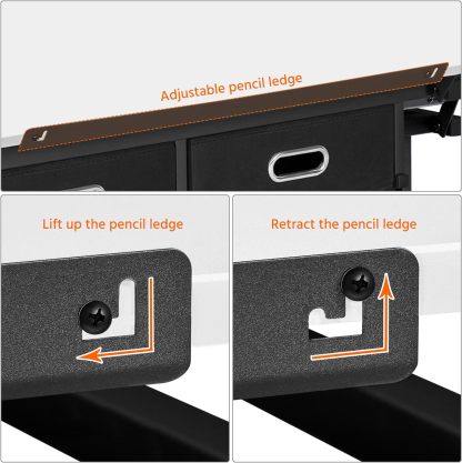 Yaheetech - computadora de arte blanco ajustable en altura para adultos, mesa inclinable de dibujo con computadora extragrande y cajones, juego de mesa y silla plegable para manualidades con taburetes