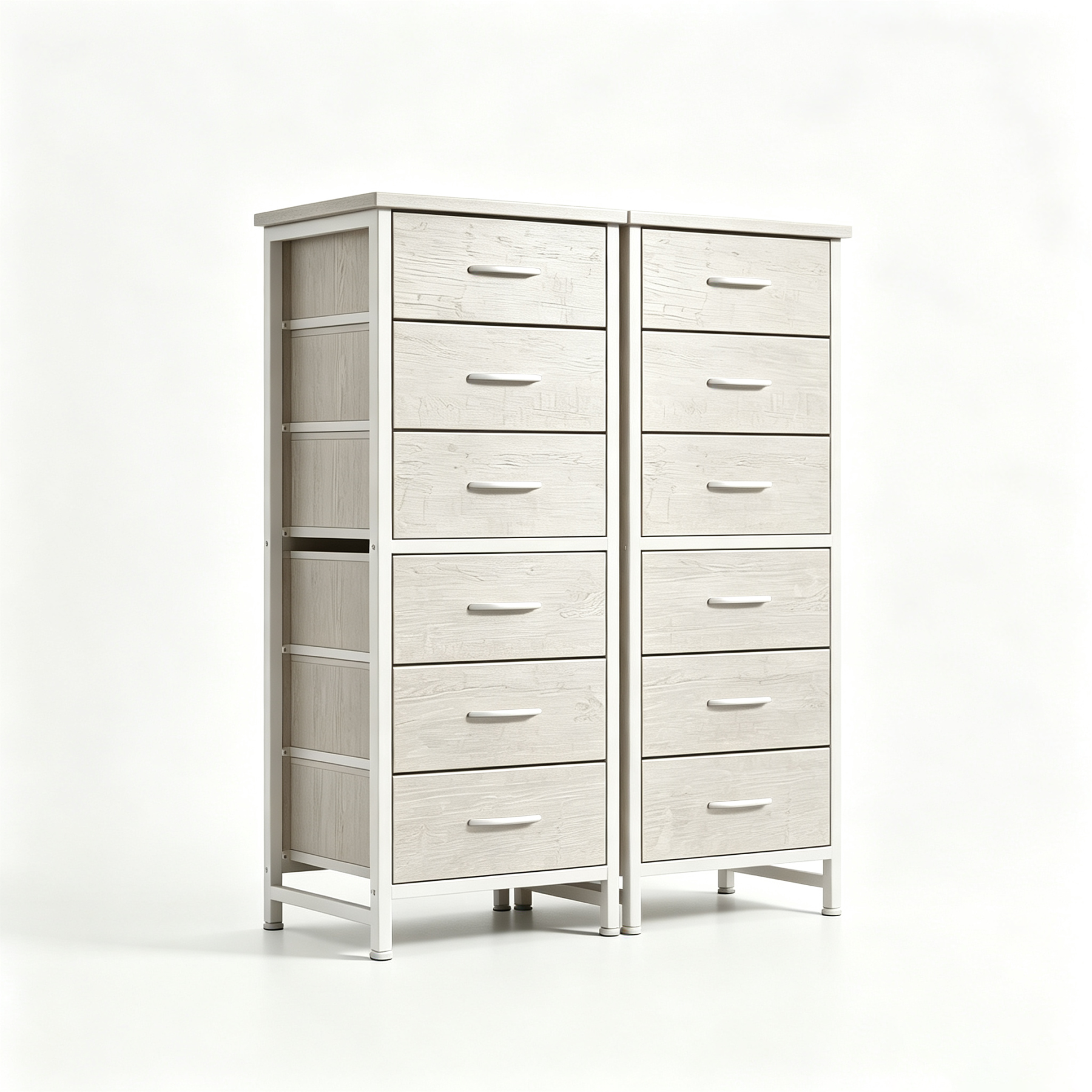 Sweetcrispy - Cómoda de Tela Alta para recámara, cómoda Delgada de 6 cajones, Torre de Almacenamiento Estrecha con Tapa de Madera y Marco de Metal, mesita de Noche Vertical para clóset, Muebles de