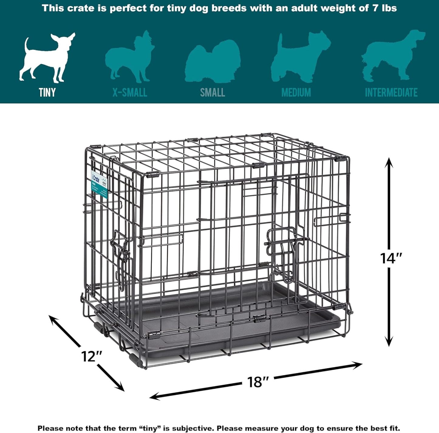 MidWest Homes for Pets - Jaula para perros XL | Jaula para perros MidWest iCrate de metal plegable con doble puerta con panel divisor, protege los pies y bandeja para perros a prueba de fugas | 48 pulgadas de largo x 30 de ancho x 33 pulgadas de alto, raz