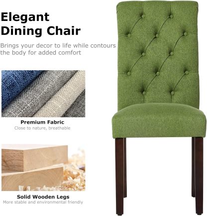 COLAMY - Juego de 6 sillas de Comedor con Botones y tapizadas, con Patas de Madera Maciza y Asiento Acolchado para Comedor, Cocina, Color Gris