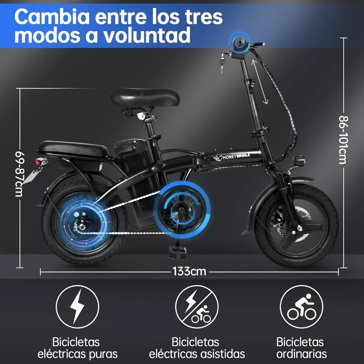 Bicicleta Eléctrica Plegable Para Dos Pasajeros 35 Km/h