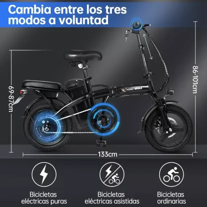 Bicicleta Eléctrica Plegable Para Dos Pasajeros 35 Km/h
