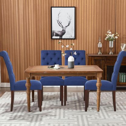 COLAMY - Juego de 6 sillas de Comedor con Botones y tapizadas, con Patas de Madera Maciza y Asiento Acolchado para Comedor, Cocina, Color Gris