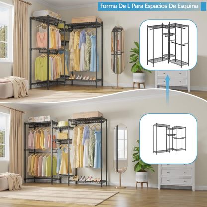 VIPEK V6 Perchero de ropa Resistente de Metal con Estantes, Estante de Clóset Portátil no Empotrado para Colgar Ropa, Ajustable perchero para ropa, Metal Closet para Ropa, Closet de Ropa Carga 386KG