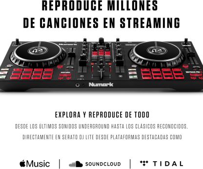 Numark Mixtrack Platinum FX Controlador DJ Para Serato DJ Con Control de 4 Secciones, Mezclador DJ, Interfaz de Audio Incorporada, Pantallas en Las Ruedas de Selección y Paletas de Efectos