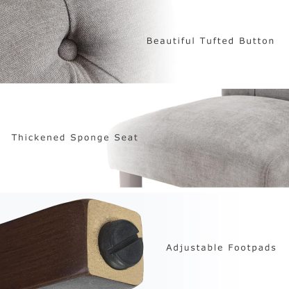 COLAMY - Juego de 6 sillas de Comedor con Botones y tapizadas, con Patas de Madera Maciza y Asiento Acolchado para Comedor, Cocina, Color Gris