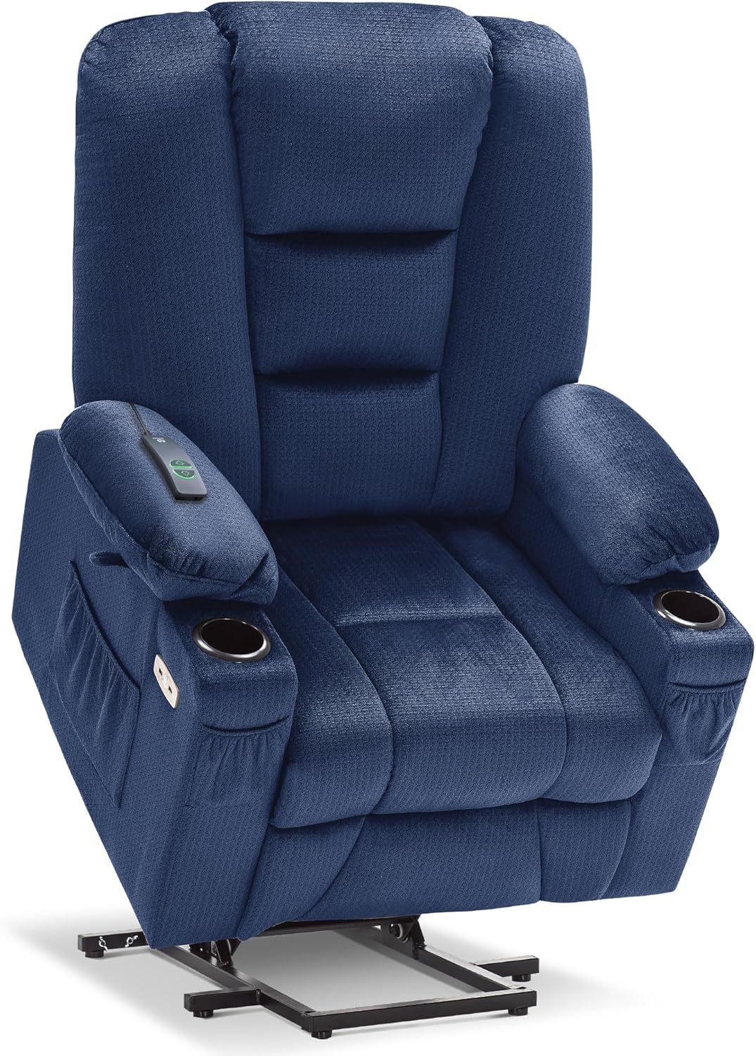 MCombo - Sofá reclinable con elevación de potencia grande con masaje y calor para personas mayores grandes y altas, 3 posiciones, portavasos y puertos USB, tela 7549 (grande, beige)
