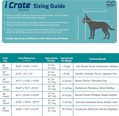 MidWest Homes for Pets - Jaula para perros XL | Jaula para perros MidWest iCrate de metal plegable con doble puerta con panel divisor, protege los pies y bandeja para perros a prueba de fugas | 48 pulgadas de largo x 30 de ancho x 33 pulgadas de alto, raz