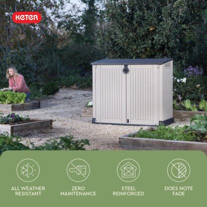 Keter Cobertizo de Almacenamiento Sio Midi, Color Grafito, 880 litros, Caja para almacenar, Exterior
