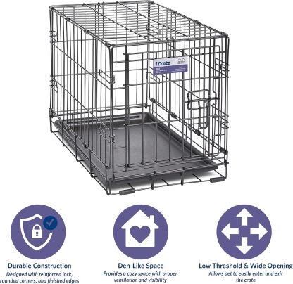 MidWest Homes for Pets - Jaula para perros XL | Jaula para perros MidWest iCrate de metal plegable con doble puerta con panel divisor, protege los pies y bandeja para perros a prueba de fugas | 48 pulgadas de largo x 30 de ancho x 33 pulgadas de alto, raz