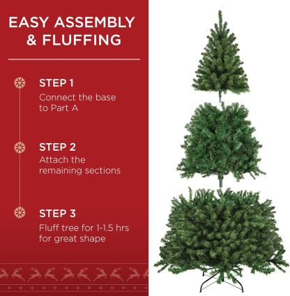 Best Choice Products - Árbol de Navidad Artificial de Abeto preiluminado de 7 pies para el hogar, Oficina, decoración de Fiesta con 550 Luces incandescentes, 1346 Puntas de Rama, fácil Montaje