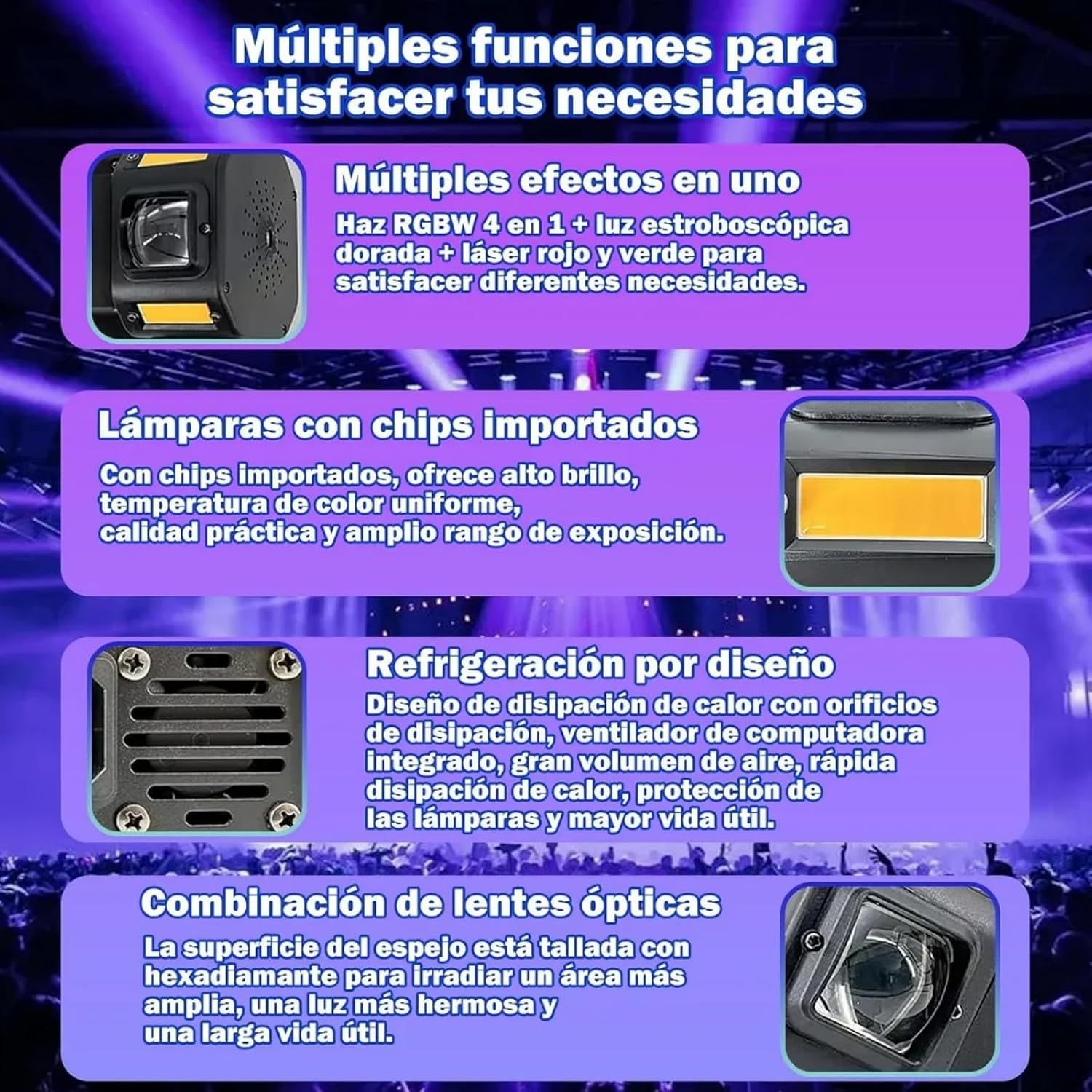 🎵Luces DJ Doble Cabeza con Control Remoto, 120W Haces Móviles Rotación 360° Strobe Láser para Fiesta Discoteca Bar KTV DJ Iluminación LED RGBW Proyector Efectos Escenario Focos De Iluminación