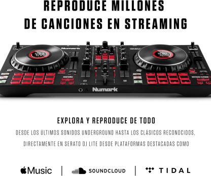 Numark Mixtrack Platinum FX Controlador DJ Para Serato DJ Con Control de 4 Secciones, Mezclador DJ, Interfaz de Audio Incorporada, Pantallas en Las Ruedas de Selección y Paletas de Efectos