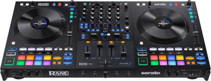 Rane FOUR Controlador DJ Stems Avanzado, 4 Canales - Jog Wheels de 8.5" + Displays, Mezclador DJ con FX Internos, Serato DJ Pro + Pitch 'n Time DJ