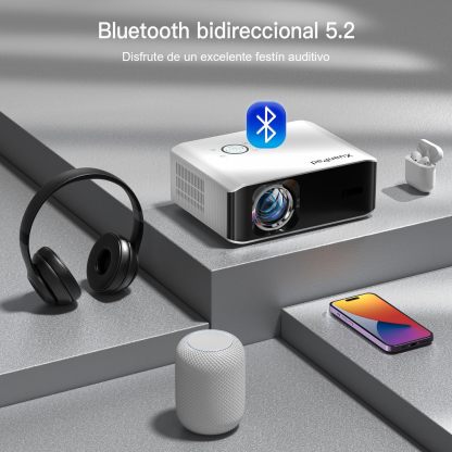 【AI Auto Focus & Keystone】 Proyector 4K Soporte, XuanPad Proyector Bluetooth WiFi6, 26000L 1080P Proyector Portatil Inteligente, Proyector para Cine en Casa con trípode para iOS/Android/TV Stick