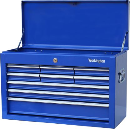 Workington Caja de herramientas portátil de metal con 9 cajones, 61 cm Caja de herramientas con 9 cajones y raíles de cajones con rodamientos de bolas, Caja organizadora de herramientas de acero 4006