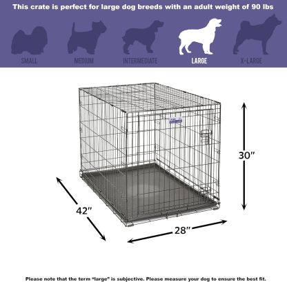 MidWest Homes for Pets - Jaula para perros XL | Jaula para perros MidWest iCrate de metal plegable con doble puerta con panel divisor, protege los pies y bandeja para perros a prueba de fugas | 48 pulgadas de largo x 30 de ancho x 33 pulgadas de alto, raz