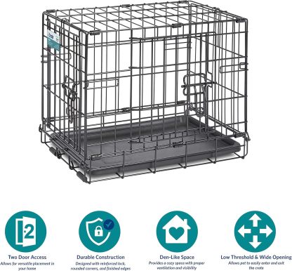MidWest Homes for Pets - Jaula para perros XL | Jaula para perros MidWest iCrate de metal plegable con doble puerta con panel divisor, protege los pies y bandeja para perros a prueba de fugas | 48 pulgadas de largo x 30 de ancho x 33 pulgadas de alto, raz