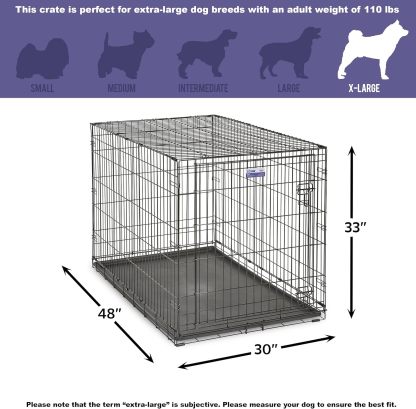 MidWest Homes for Pets - Jaula para perros XL | Jaula para perros MidWest iCrate de metal plegable con doble puerta con panel divisor, protege los pies y bandeja para perros a prueba de fugas | 48 pulgadas de largo x 30 de ancho x 33 pulgadas de alto, raz