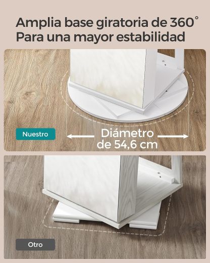 ✨ Espejo de Cuerpo Entero con Armario Joyero Giratorio 360° | Luz LED de 3 Colores | Organizador con Cerradura | Almacenamiento Multifuncional para Dormitorio 💎