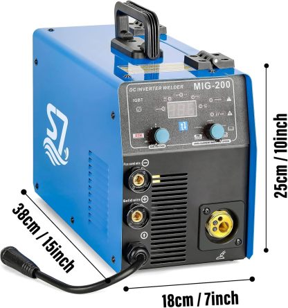 S7 Soldador MIG de 200 amperios, 110 V y 220 V 3 en 1 MIG & ARC & Lift TIG inversor gas/sin gas multiproceso de doble voltaje. máquina de soldadura