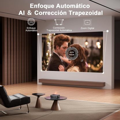 【AI Auto Focus & Keystone】 Proyector 4K Soporte, XuanPad Proyector Bluetooth WiFi6, 26000L 1080P Proyector Portatil Inteligente, Proyector para Cine en Casa con trípode para iOS/Android/TV Stick