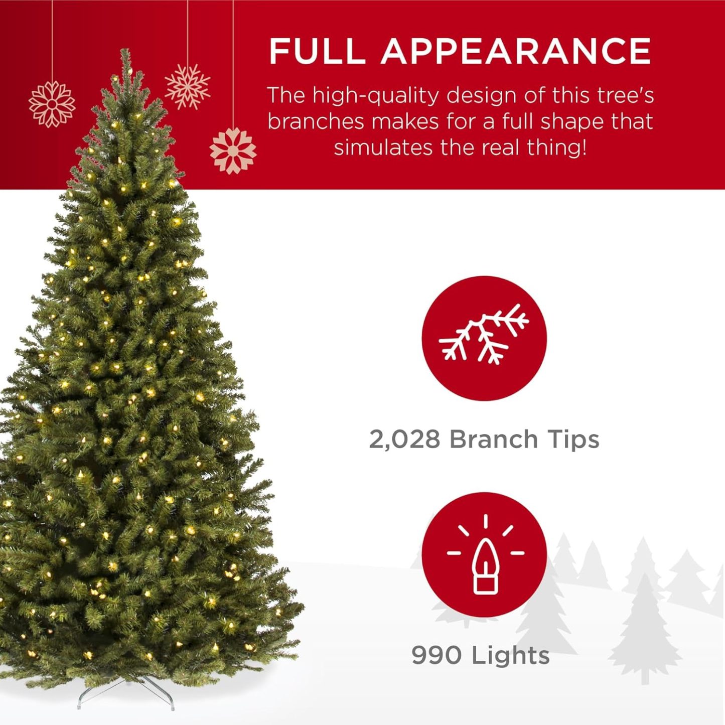 Best Choice Products - Árbol de Navidad Artificial de Abeto preiluminado de 7 pies para el hogar, Oficina, decoración de Fiesta con 550 Luces incandescentes, 1346 Puntas de Rama, fácil Montaje
