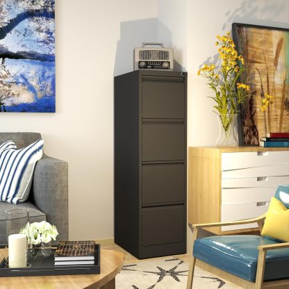 AQY - Archivador vertical de 4 cajones con cerradura, archivador vertical de metal para oficina en casa, archivadores de 18 pulgadas de profundidad para colgar carpetas legales o tamaño carta,