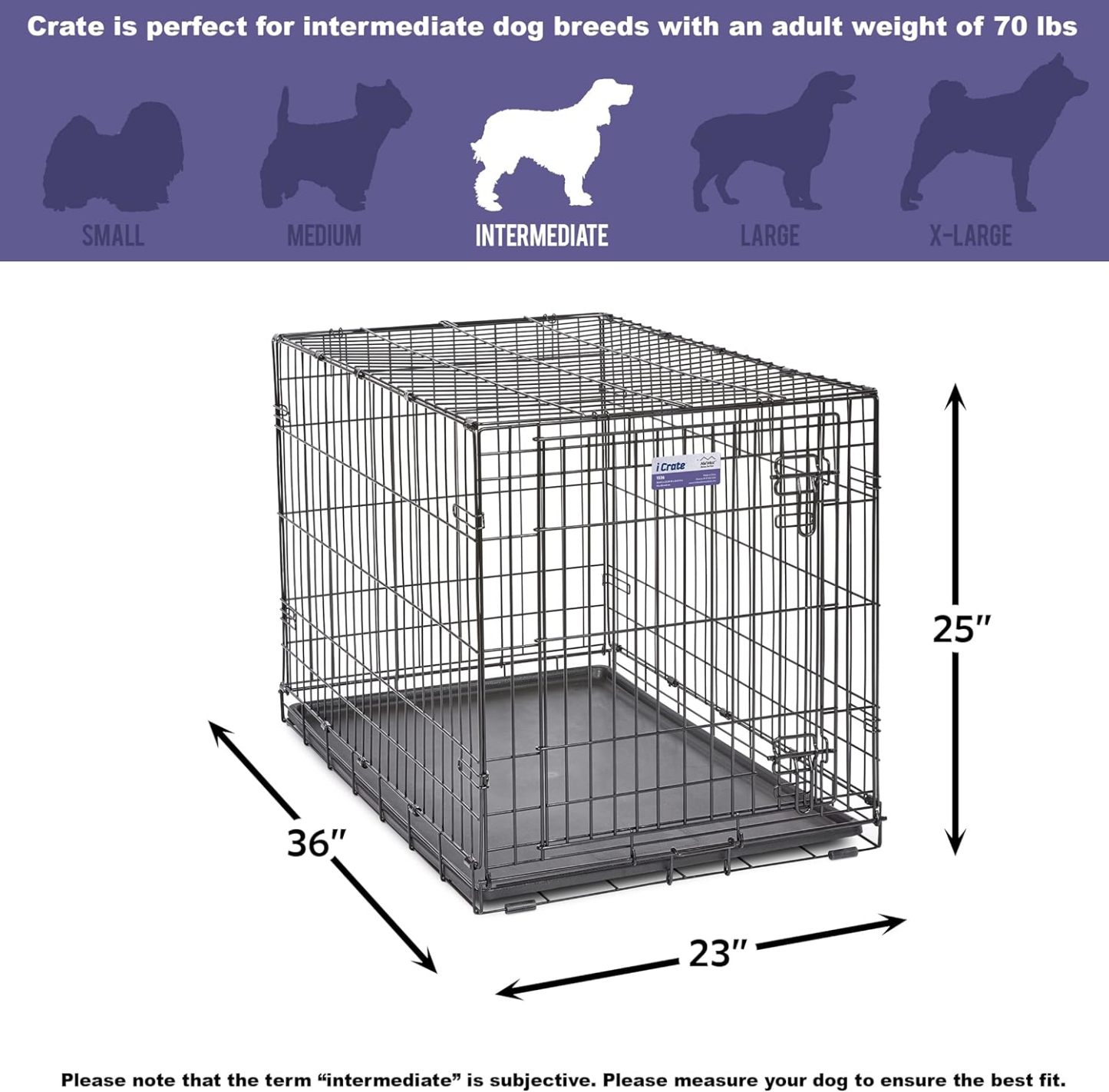 MidWest Homes for Pets - Jaula para perros XL | Jaula para perros MidWest iCrate de metal plegable con doble puerta con panel divisor, protege los pies y bandeja para perros a prueba de fugas | 48 pulgadas de largo x 30 de ancho x 33 pulgadas de alto, raz