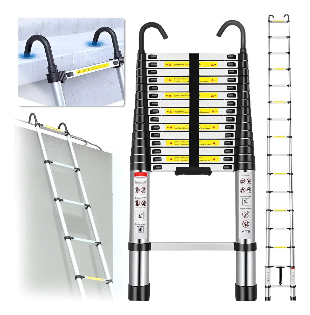 Escalera Telescópica Retráctil Aluminio Plegable 6.2 Metros