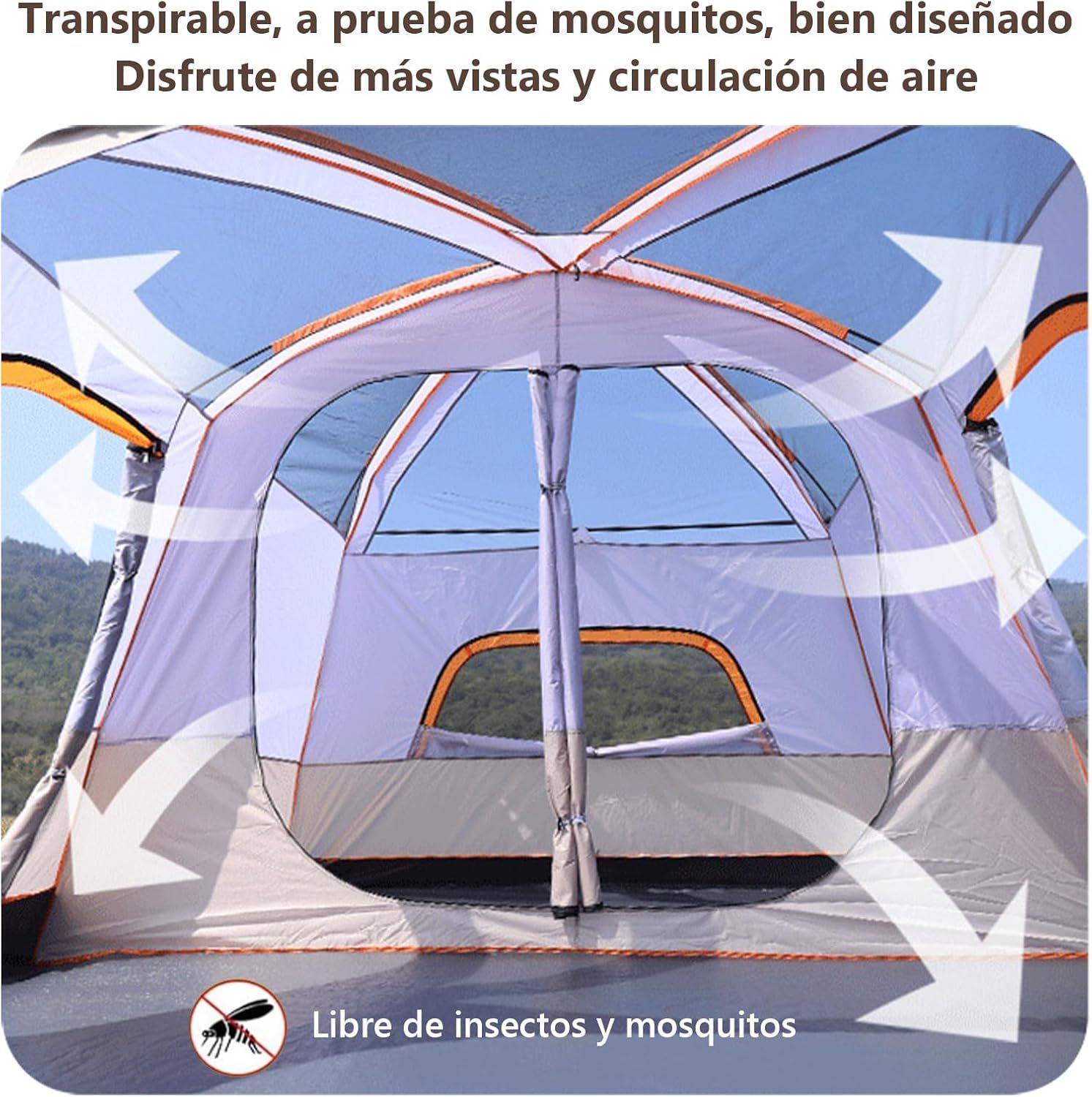 JeeLeeko Casa de CampaÃ±a PortÃ¡til,Tienda de CampaÃ±a para 5-8 Personas,Tienda Familiar de FÃ¡cil InstalaciÃ³n,Tienda para Acampar Impermeable con Alfombra de Piso y Toldo de Puerta,Adecuado para Al Aire