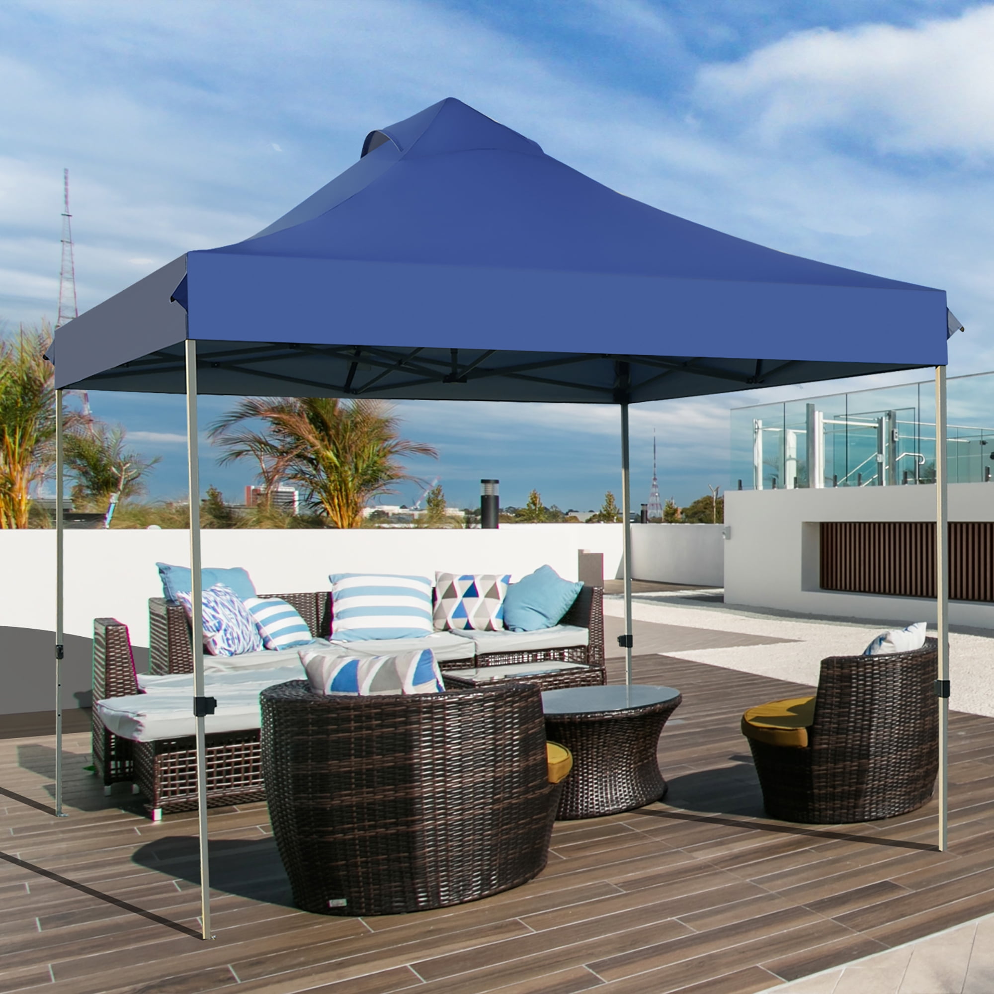 Costway Toldo de 3 mx 3 m, toldo emergente,  toldo con bolso con ruedas, toldo plegable portátil, tienda de campaña con dosel impermeable 3 mx 3 m, gazebo para exteriores, toldo con ajustable altura