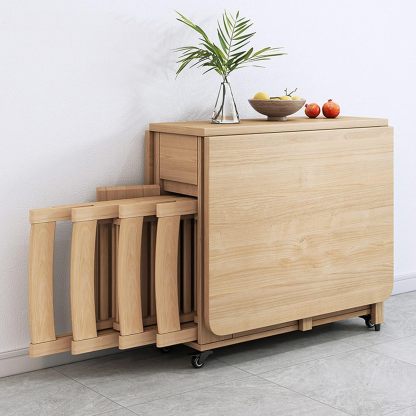 Juego de mesa plegable de comedor plegable, mesa de comedor extensible de madera con 4 sillas