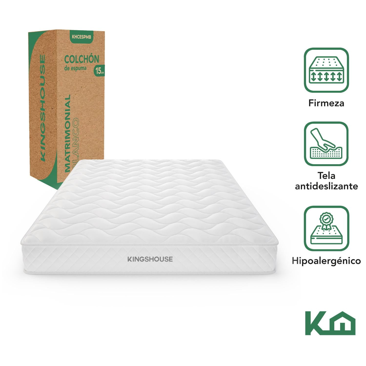 Colchon Matrimonial En Caja 15cm Alto KingsHouse blanco Kingshouse KHCESPMB