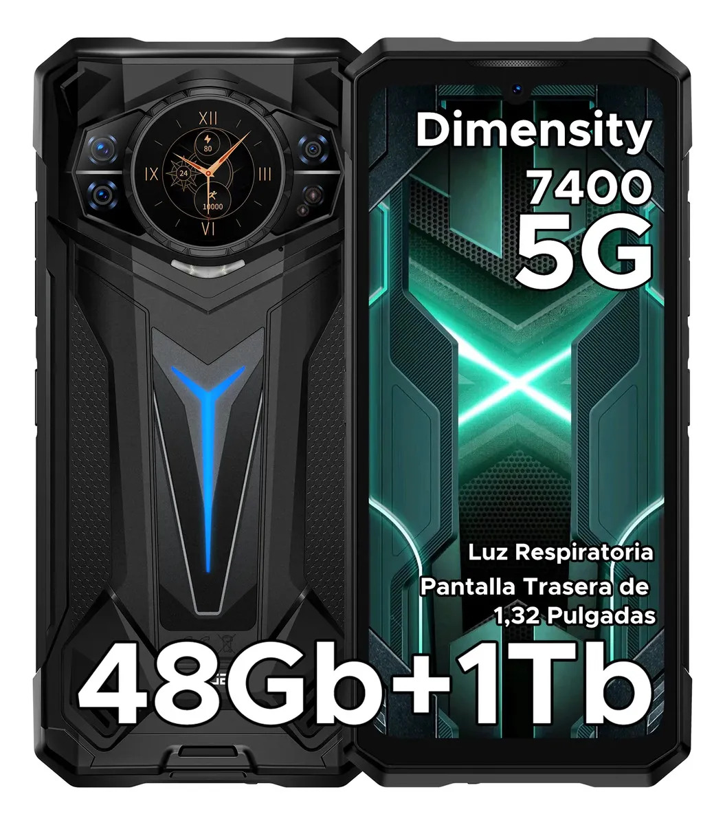 Doogee S200 Ultra Celular Resistente 5G, Android 15, 48GB RAM+1TB ROM, Batería 11000mAh, Pantalla Trasera AMOLED, Cámara 100MP, NFC, WiFi, OTG, GPS, Doble SIM