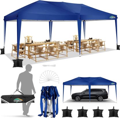 COBIZI - Toldo desplegable de 10 x 20 Pulgadas con 6 Paredes Laterales, toldo Impermeable para Eventos al Aire última intervensión, UPF 50+ cenador portátil para Fiestas, Playa, Camping, Boda,