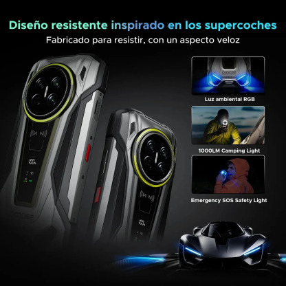 Doogee V Max 2 Celular Resistente 5G, Android 16, 48GB RAM+512GB ROM, Batería 22000mAh, Carga 120W, Pantalla 6.78" 120Hz, Luz de Camping, WiFi6E, Doble SIM