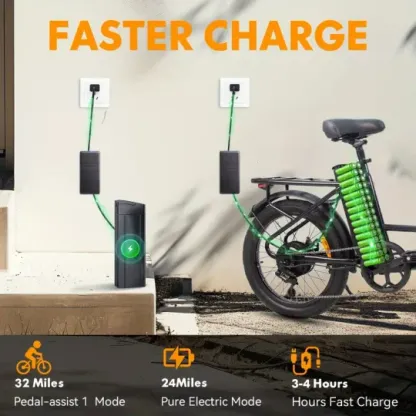 Bicicleta eléctrica para adultos con motor de 750 W, bicicleta eléctrica de carga de 20 MPH, 32 millas de largo alcance, scooter eléctrico de movilidad para adultos, 48 V, 10 Ah, alta capacidad