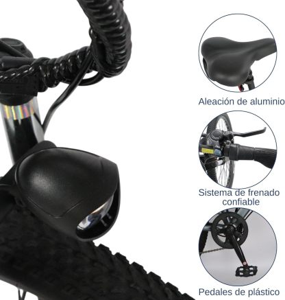 Bluelander Bicicleta Eléctrica para Adultos, Bicicleta Electrica Rodada 26, Velocidad Máxima de 32 km/h, 7 Velocidades, Potencia del Motor de 36 V/350 W, Pantalla, Frenos de Disco