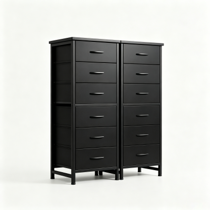 Sweetcrispy - Cómoda de Tela Alta para recámara, cómoda Delgada de 6 cajones, Torre de Almacenamiento Estrecha con Tapa de Madera y Marco de Metal, mesita de Noche Vertical para clóset, Muebles de
