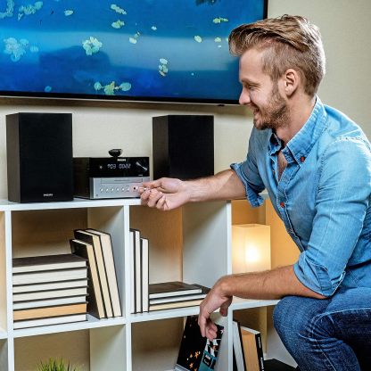 Philips Sistema estéreo doméstico Bluetooth con reproductor de CD, transmisión inalámbrica, MP3, USB, entrada de audio, radio FM, 15 W, sistema de sonido micro musical-----Cable de alimentación